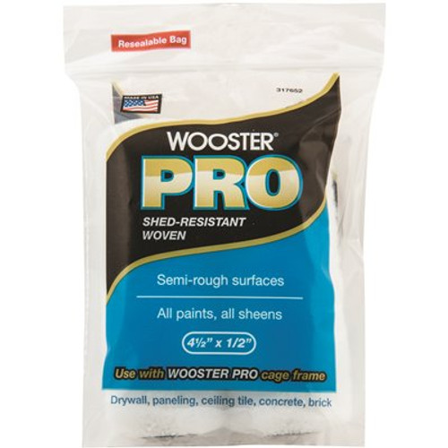 Wooster 4-1/2 in. x 1/2 in. High-Density Pro Woven Cage Frame Roller (2-Pack)