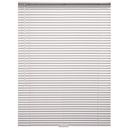 Designer's Touch White Cordless Room Darkening 1 in. Vinyl Mini Blind for Window or Door - 35 in. W x 64 in. L