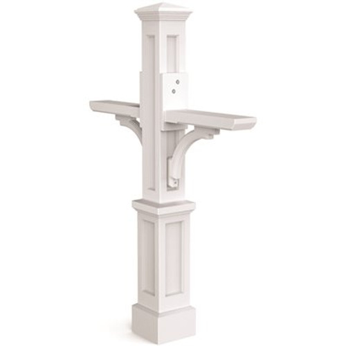 Mayne Newport Plus Double Decorative Polyethylene Mailbox Post, White