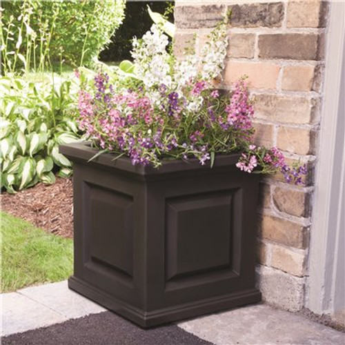 Mayne Nantucket 16 in. Square Self-Watering Espresso Polyethylene Planter