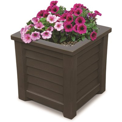 Mayne Lakeland 16 in. Square Self-Watering Espresso Polyethylene Planter