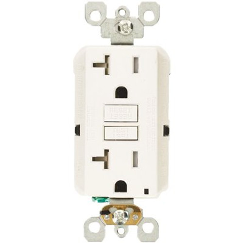 Leviton 20 Amp Self-Test SmartlockPro Slim Duplex Tamper Resistant GFCI Outlet, White (3-Pack)