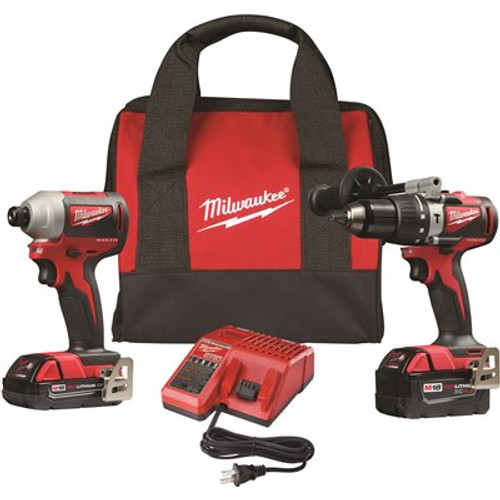 Milwaukee M18 18V Lithium-Ion Brushless Cordless Hammer Drill/Impact Combo Kit (2-Tool) with 2 Batteries, Charger and Bag