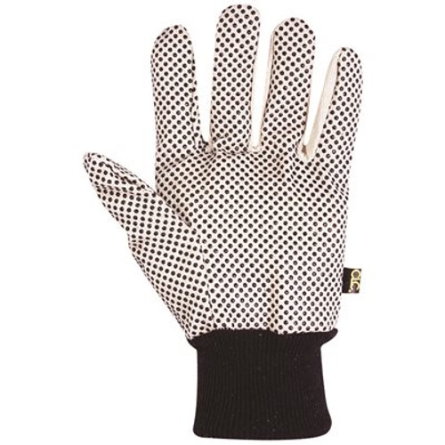 Custom LeatherCraft Large Cotton Canvas Work Gloves with PCV Gripper Dots (1-Pair)