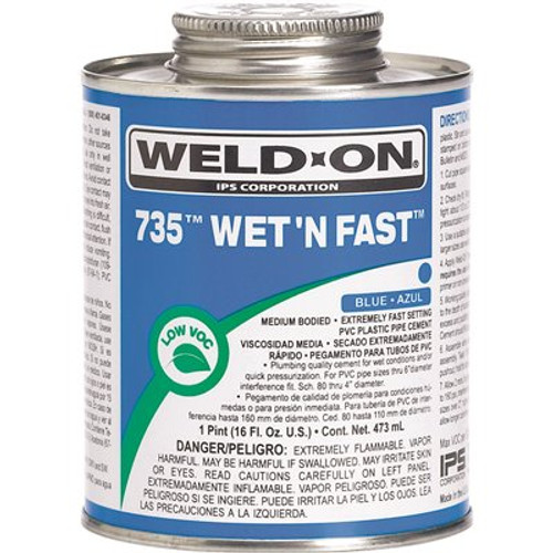 Weld-On 16 oz. PVC 735 Wet N Fast Cement in Blue