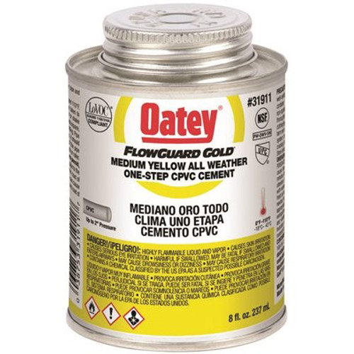 OATEY FlowGuard Gold One-Step 8 oz. Medium Yellow All-Weather CPVC Cement