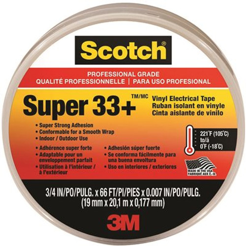 3M Scotch Super 33+ 3/4 in. x 66 ft. Electrical Tape