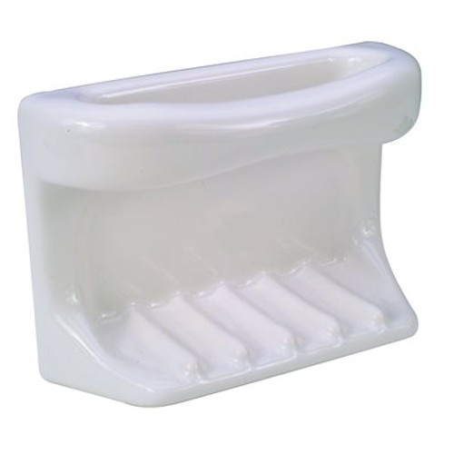 Lenape 4-1/4 in. x 6-1/4 in. White Ceramic Soap Dish and Cloth Holder