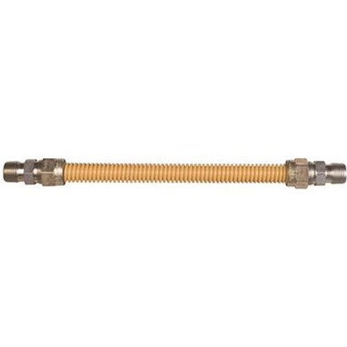 Watts Gas Connector, Coated Stainless Steel, 1/2 in., 1/2 in. MIP x 1/2 in. MIP x 36 in.