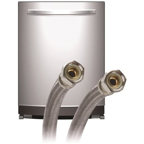 3/8 in. Compression x 3/8 in. Compression x 60 in. L Braided Stainless Steel Dishwasher Connector with Elbow Included