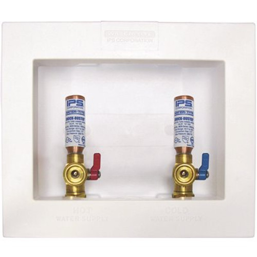 Water-Tite 1/2 in. PEX Econo Center Drain Washing Machine Outlet Box with Brass Hammer Arrestors