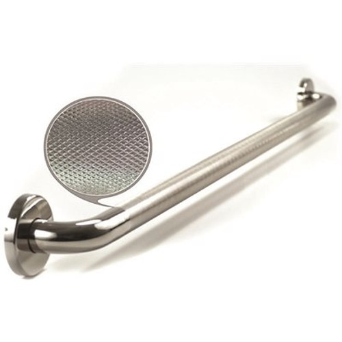 WingIts Premium Series 36 in. x 1.25 in. Diamond Knurled Grab Bar in Polished Stainless Steel (39 in. Overall Length)