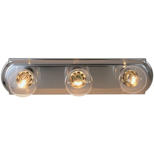 Monument Beveled 18 in. Edge Vanity Lighting Strip in Brushed Nickel Uses Three 60-Watt Incandescent Medium Base Lamps