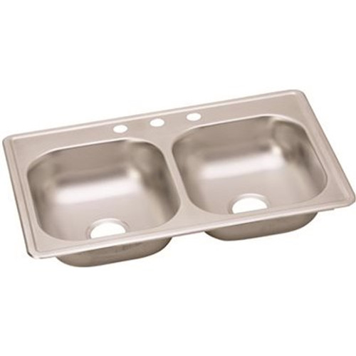 Elkay Kingsford Drop-In Stainless Steel 33 in. Double Basin Kitchen Sink