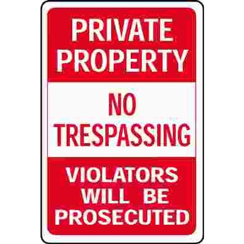 HY-KO 18 in. x 12 in. Aluminum Private Property No Trespassing Sign