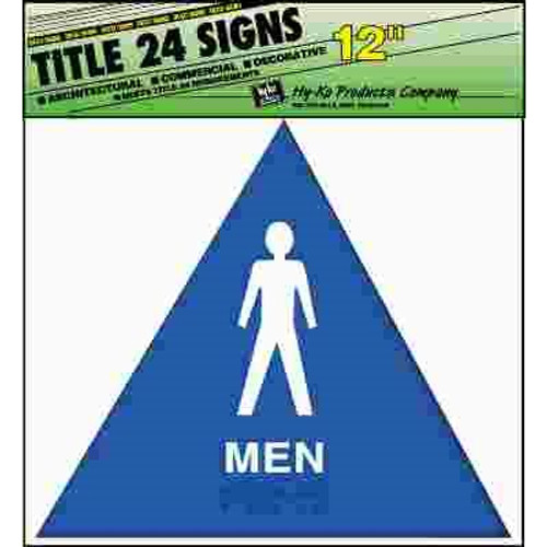 HY-KO 12 in. x 12 in. Plastic White On Blue ADA Approved Men Restroom Sign