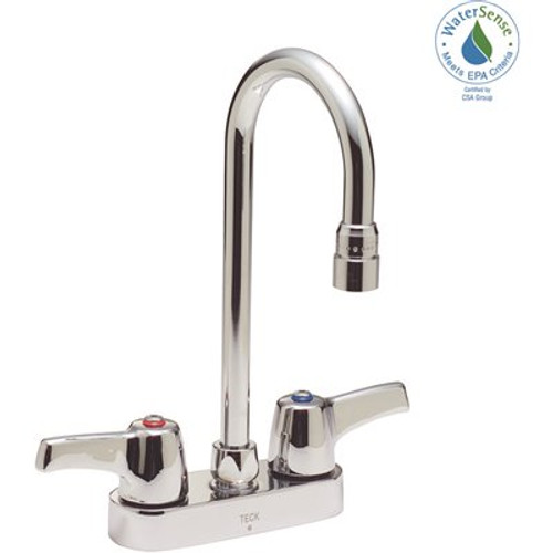 Delta 2-Handle Standard Kitchen Faucet with Gooseneck Spout in Chrome
