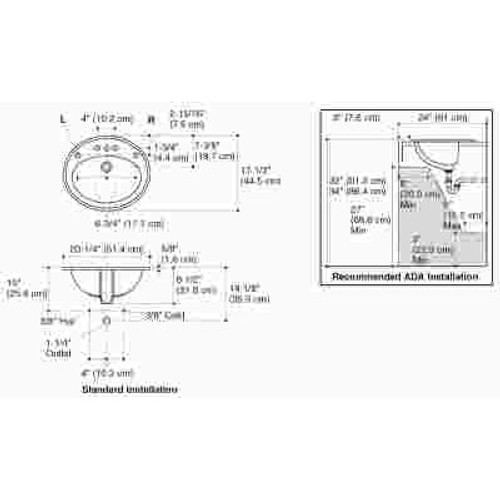 KOHLER Pennington Drop-In Vitreous China Bathroom Sink with Overflow Drain in White