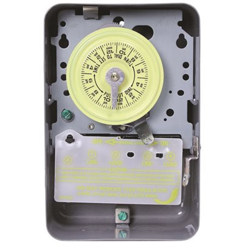 Intermatic T100 Series 40 Amp 24-Hour Indoor Mechanical Timer with Double Pole Single Throw Switching 120 VAC, Gray