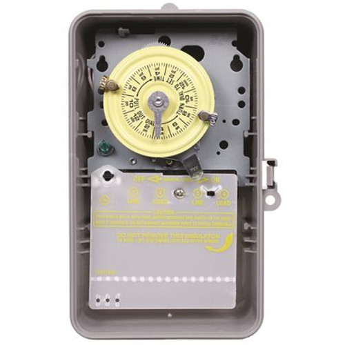 Intermatic T100 Series 120-Volt 24-Hour Indoor/Outdoor Mechanical Timer Switch SPST, Gray