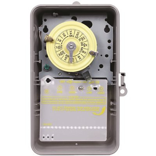 Intermatic T100 Series 120-Volt 24-Hour Indoor/Outdoor Mechanical Timer Switch DPST, Gray