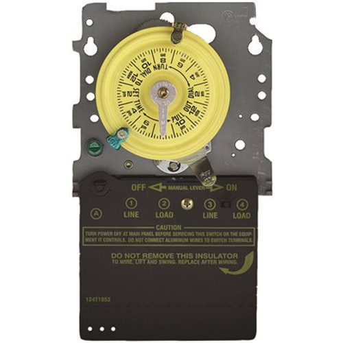 Intermatic T100 120-Volt to 24-Hour Indoor/Outdoor Mechanical Timer Switch Mechanism Only SPST, Gray/Metal