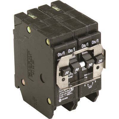 Eaton BR 1-20 Amp 2 Pole and 1-30 Amp 2 Pole BQC (Common Trip) Quad Circuit Breaker