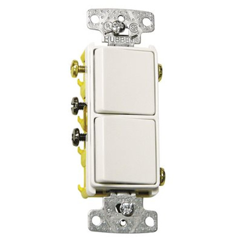 HUBBELL WIRING 15 Amp 3-Way Rocker Switch, White