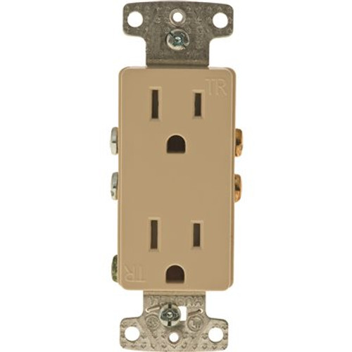 HUBBELL WIRING 15 Amp Self-Grounding Tamper Proof Decorator Receptacle, Ivory