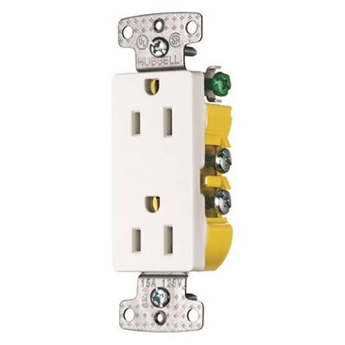 HUBBELL WIRING 15 Amp Decorator Receptacle, White