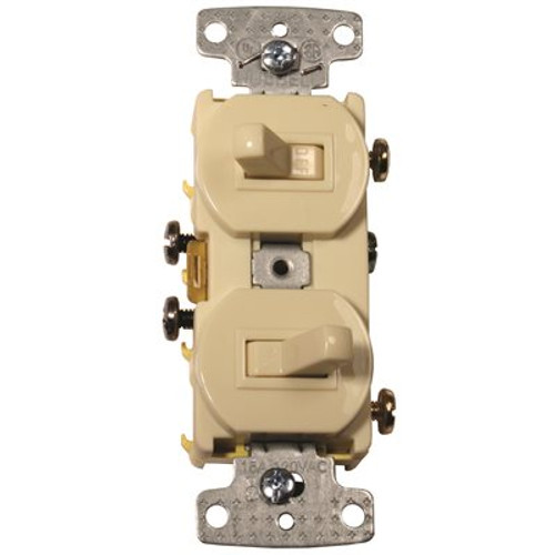 HUBBELL WIRING 15 Amp 2-Gang Combo Switch, Ivory