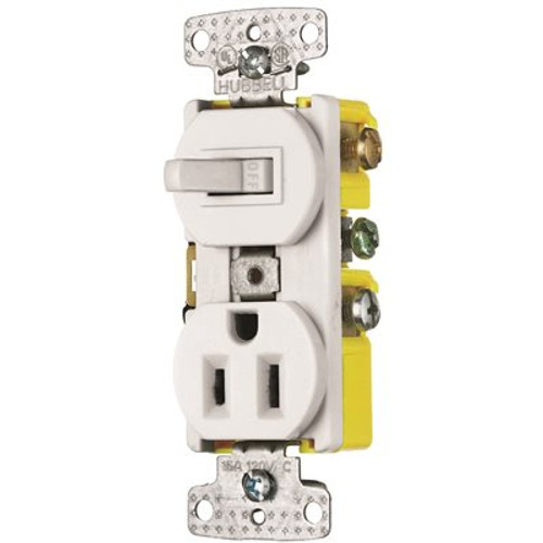HUBBELL WIRING 15 Amp 1-Pole Combo Switch Receptacle, White