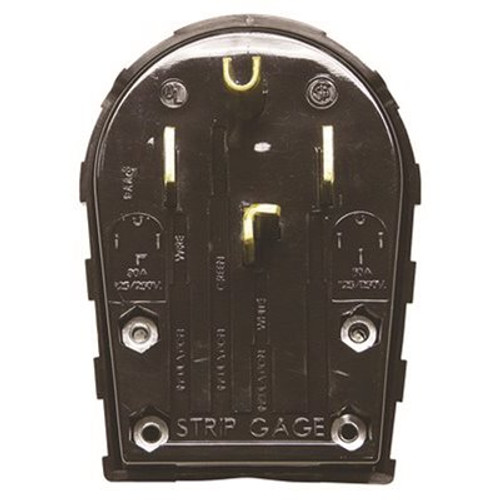 HUBBELL WIRING R SB 30 Amp-50 Amp 3-Pole 4-Wire Angle Ange and Dryer Plug, Black