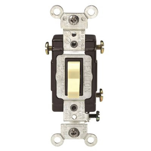 Leviton 20 Amp 120-Volt/277-Volt 3-Way Commercial Grade AC Quiet Toggle Switch with Ivory