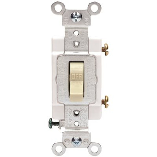 Leviton 20-Amp, 120-Volt/277-Volt Toggle Single-Pole AC Quiet Switch Commercial Grade Grounding, Ivory
