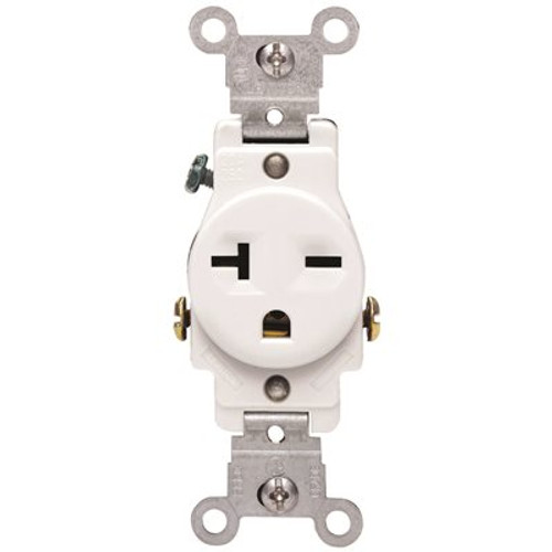 Leviton 20 Amp 250-Volt NEMA 6-20R 2-Pole Commercial Grade Single Straight Blade Receptacle, Ivory