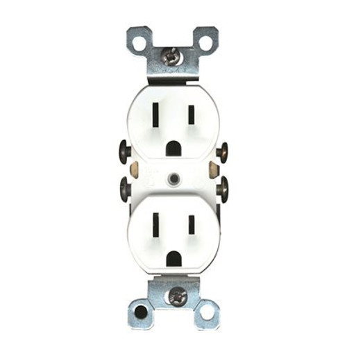 Leviton 15 Amp Residential Grade Grounding Duplex Outlet, White