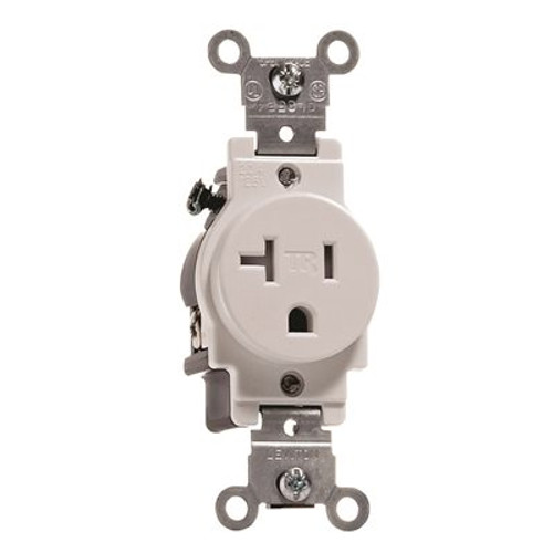 Leviton 20 Amp 125-Volt Commercial Grade Tamper-Resistant Single Outlet, White