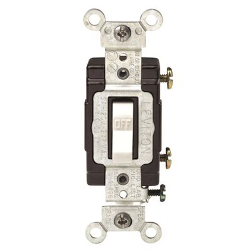 Leviton 15 Amp Commercial Grade Single Pole Toggle Switch, White