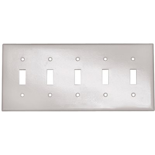 Leviton White 5-Gang Toggle Wall Plate (1-Pack)