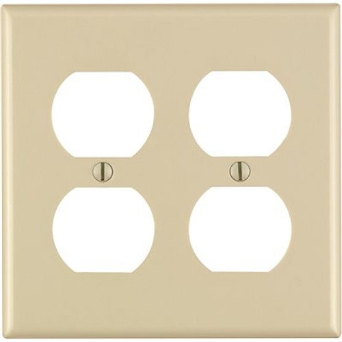 Leviton 2-Gang Duplex Outlet Wall Plate, Ivory