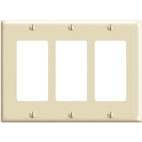 Leviton 3-Gang Decora/GFCI Device Wall Plate, Ivory