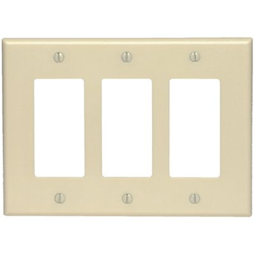 Leviton Ivory 3-Gang Decorator/Rocker Wall Plate (1-Pack)