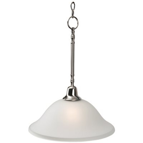 Monument 1-Light Brushed Nickel Pendant with Frosted Glass