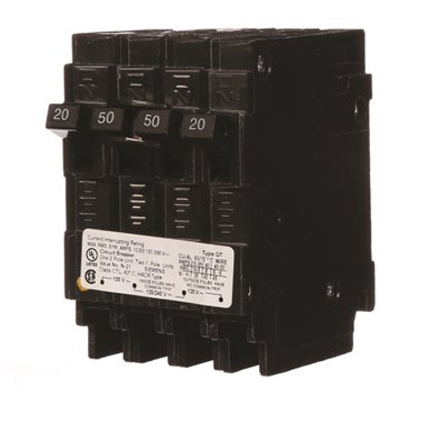 Siemens Triplex 2-Outer 20 Amp Single-Pole and 1-Inner 50 Amp Double-Pole Circuit Breaker