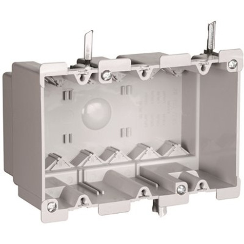 Legrand Pass & Seymour Slater Old Work 3 Gang 52 Cu. In. Plastic Swing Bracket Switch and Outlet Box with Quick/Click