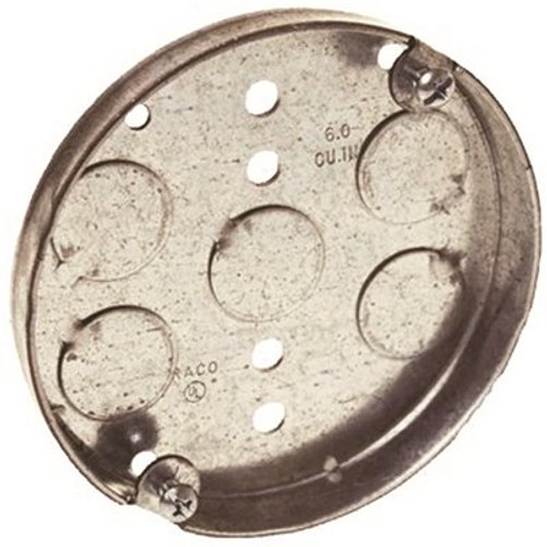 RACO 4 in. Round Ceiling Pan Drawn 1/2 in. Deep with Five 1/2 in. KO