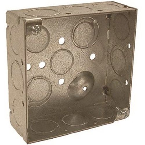 RACO 4 in. Square Box Welded 2-1/8 in. Deep with Ten 1/2 in KO's and Six TKO's Raised Ground