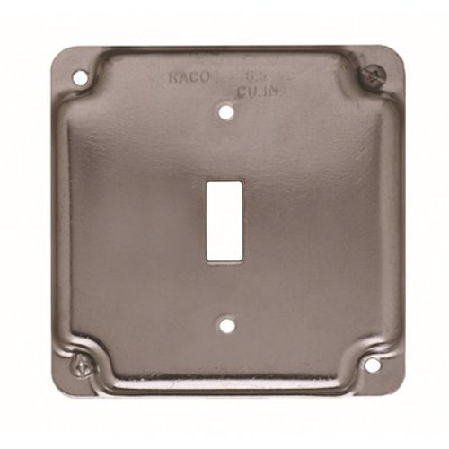 RACO 4 in. W Steel Metallic 2-Gang Exposed Work Square Cover for 1 Toggle Switch, 1-Pack