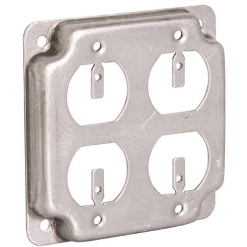 RACO 4 in. W Steel Gray 2-Gang Exposed Work Square Cover for 2 Duplex Outlets, 1-Pack